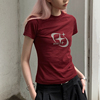 POH「Moon star」印花短袖T恤女款夏季高街古着五分袖国潮流半袖