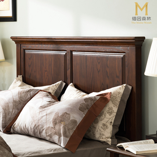 美式床实木床双人床主卧大床白蜡，木简美家具，纯1.8米现代简约缅因