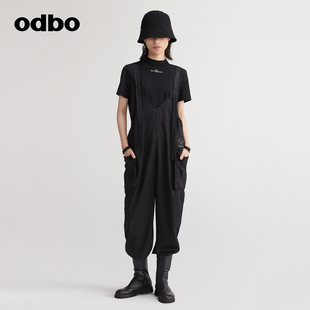 odbo/欧迪比欧原创设计工装风背带连体裤女夏冬外搭长裤
