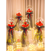 七夕情人节波波球玫瑰花室内户外求婚装饰布置立柱女生日拍照道具