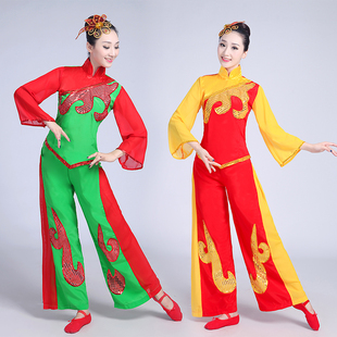 秧歌服演出服2023中国风腰鼓，服打鼓服装女成人扇子舞蹈表演服