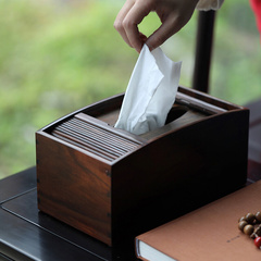 老挝大红酸枝纸巾盒红木创意中式实木复古餐巾纸盒交趾黄檀抽纸盒