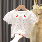 女童短袖T恤夏装洋气1-6岁女宝宝娃娃领打底衫婴幼儿可爱上衣