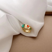2件  高保色复古风 个性时尚可爱戒指小众设计高级感彩色