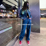 adidas三叶草樱花系列女子，运动风日常时尚，刺绣花朵牛仔长裤ip3768