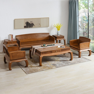 红木家具鸡翅木沙发新中式简约实木三围独板三人，座沙发客厅小户型