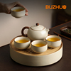 汝窑茶具套装家用办公室会客2023陶瓷功夫茶杯茶盘中式泡茶壶