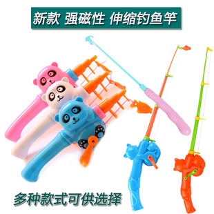 磁性小猫钓鱼生意玩具配件戏水婴幼儿童六一强磁伸缩鱼竿摆摊