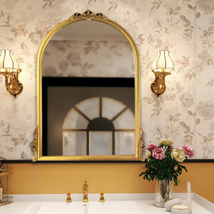 法式美式复古拱形浴室镜卫生间，镜子led智能背灯挂镜化妆镜梳妆台