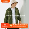 EAFINS 原创设计多口袋军绿色军事风刺绣贴布长袖衬衫夹克外套