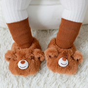 婴儿鞋子秋冬季纯棉宝宝新生儿加绒保暖软底学步地板袜厚0-6月1岁