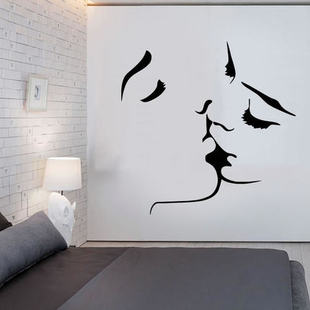ins风情侣亲吻温馨浪漫墙，贴纸创意房间布置卧室床头装饰墙壁贴