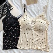 黑色蕾丝碎花爱心性感吊带背心女装夏季小个子打底衫内搭外穿上衣
