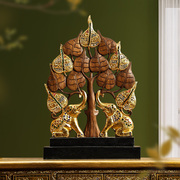 泰国泰国家居饰品玄关装饰摆件 实木雕刻大象菩提树客厅创意摆件