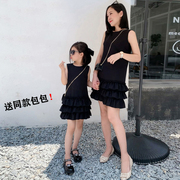 不一样的亲子装裙子韩国童装2023夏洋气时尚母女装赫本风连衣裙潮