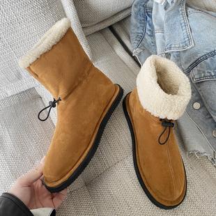 雪地靴女2024年冬季保暖毛毛短靴韩版舒适加绒加厚面包棉鞋子