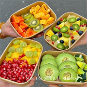 牛皮纸水果盒子果，切盒野餐打包盒，一次性餐盒水果切块保鲜盒长方形