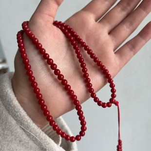 原创设计有机宝石圆珠手链 项链两用108颗佛珠女本命年红色招代理