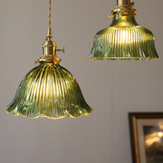 日式复古黄铜玻璃吊灯创意，简约餐厅吧台卧室，北欧单头玄关阳台灯具