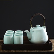 青瓷提梁壶茶具套装整套大容量茶壶带过滤网水杯茶杯餐厅1.5