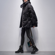 黑色羽绒服女中长款2023冬季韩版立领白鸭绒显瘦保暖加厚外套