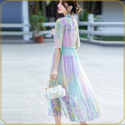 新中式国风真丝连衣裙仙境花城高端夏季优雅法式浪漫复古长裙