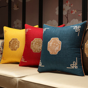 新中式抱枕红木沙发靠垫中国风客厅靠枕床头大靠背垫长方形抱枕套