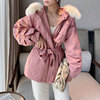 粉红色温柔系羽绒服女中长款加厚立领白鸭绒外套冬季欧货