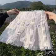 lisa同款白色半身裙女夏季设计感蕾丝，花边拼接短裙