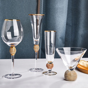 金边红酒杯香槟杯创意复古镶钻石葡萄酒杯鸡尾酒杯高脚杯酒具套装