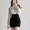 白色ol职业雪纺衬衫女2023韩版修身显瘦百搭长袖，打底衫薄款上衣春
