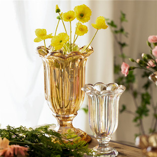 花时间《拾染》美式复古轻奢家装饰品摆件玻璃，花瓶欧式餐桌鲜花器