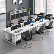 办公桌椅组合白色员工桌简约现代职员桌4/6/8人位办公家具定制
