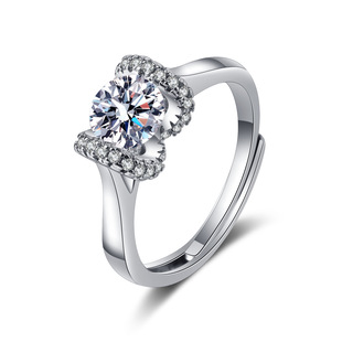 韩版时尚天使之吻硞石镶钻戒指少女简约甜美求婚订婚结婚钻戒礼物