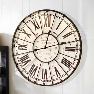 法式罗马风铁艺复古钟表挂钟，家用客厅创意怀旧静音，钟机芯(钟机芯)机械摆钟