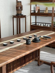 新中式胡桃木实木阳台功夫干泡茶桌椅组合办公室禅意泡茶桌