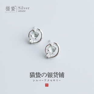 猫蛰S925纯银宇宙土星耳钉女式韩国学生高级感小众设计耳环防过敏