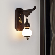 现代新中式壁灯实木简约葫芦，禅意中国风，客厅卧室床头背景墙装饰灯