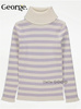 英国乔治george女大童紫色白色条纹，高翻领(高翻领)针织毛衣毛衫1036425