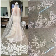 2022欧美新娘婚纱头纱配件3米车骨蕾丝精美造型浪漫外贸发饰