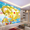 中国龙8d立体浮雕壁画，黄金色(黄金色)龙凤呈祥办公室，壁纸沙发客厅背景墙布