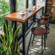 美式复古铁艺吧台桌家用实木桌，咖啡厅酒吧桌，面包店奶茶店桌椅组合