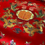 中式婚庆床组杭州丝绸被面子织锦缎结婚红百子龙凤柔缎一等品
