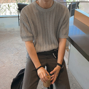 MRCYC设计感镂空针织衫T恤男夏季宽松圆领短袖韩版潮流小众半袖