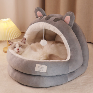 猫窝四季通用宠物窝狗窝，夏季幼猫咪房夏天半封闭式睡觉的窝床垫子