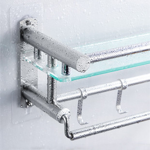 304不锈钢浴巾架卫生间玻璃置物架，单层双层毛巾架3层收纳架免打孔
