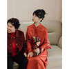 新中式晨袍红色旗袍敬酒服新娘结婚便装女春夏回门订婚礼服连衣裙