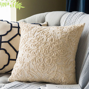 亚麻布绣花抱枕复古美式沙发，抱枕客厅靠垫棉麻，靠枕套不含芯