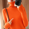 堆堆领橘色毛衣女秋冬洋气内搭针织衫2024修身百搭高领打底衫