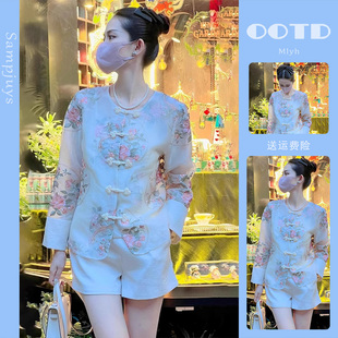 夏季新中式国风女装轻熟风高端欧货洋气时尚白色，衬衫套装奢华气质